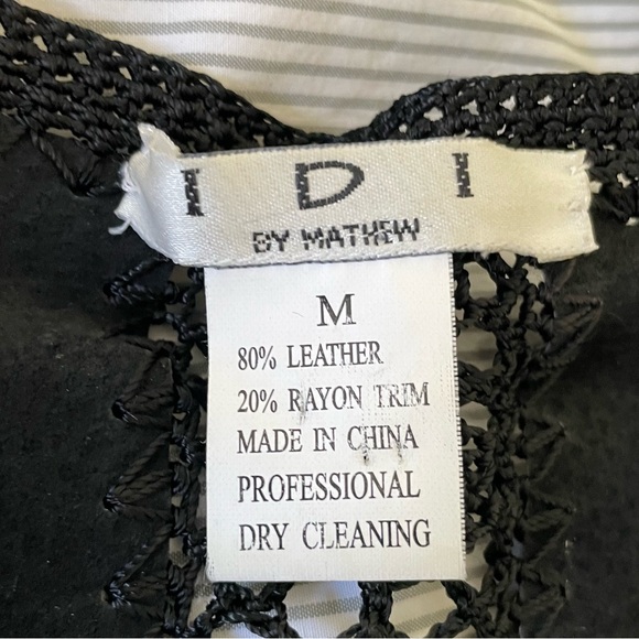 IDI Y2K Bohemian Suede Leather Crotchet Black Button Up Jacket size M - Picture 9 of 10